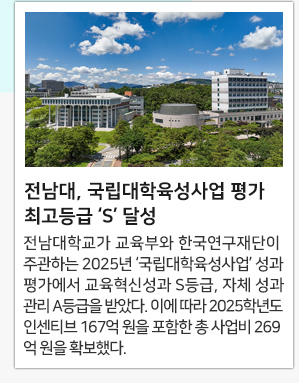 전남대, 국립대학육성사업 평가 최고등급 ‘S’ 달성