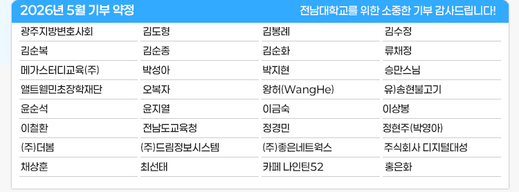 2026년 5월 전남대학교 발전기금 약정 현황